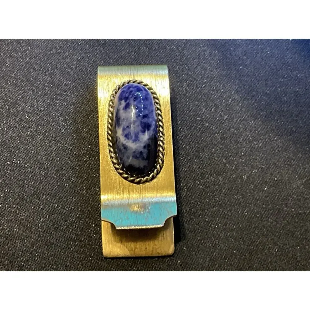 Gold Tone Demim Lapas Vintage Money Clip